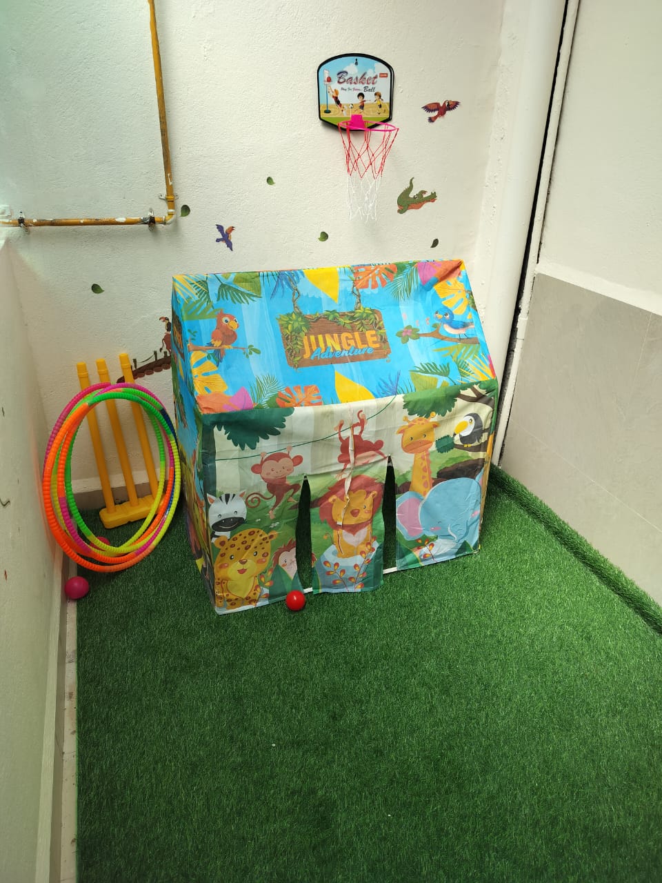Jungle themed corner for motor skills and interactive play