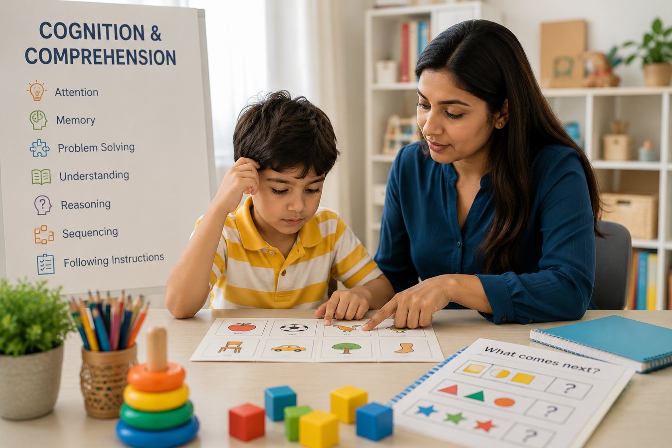 Cognition and comprehension activity using visual cards