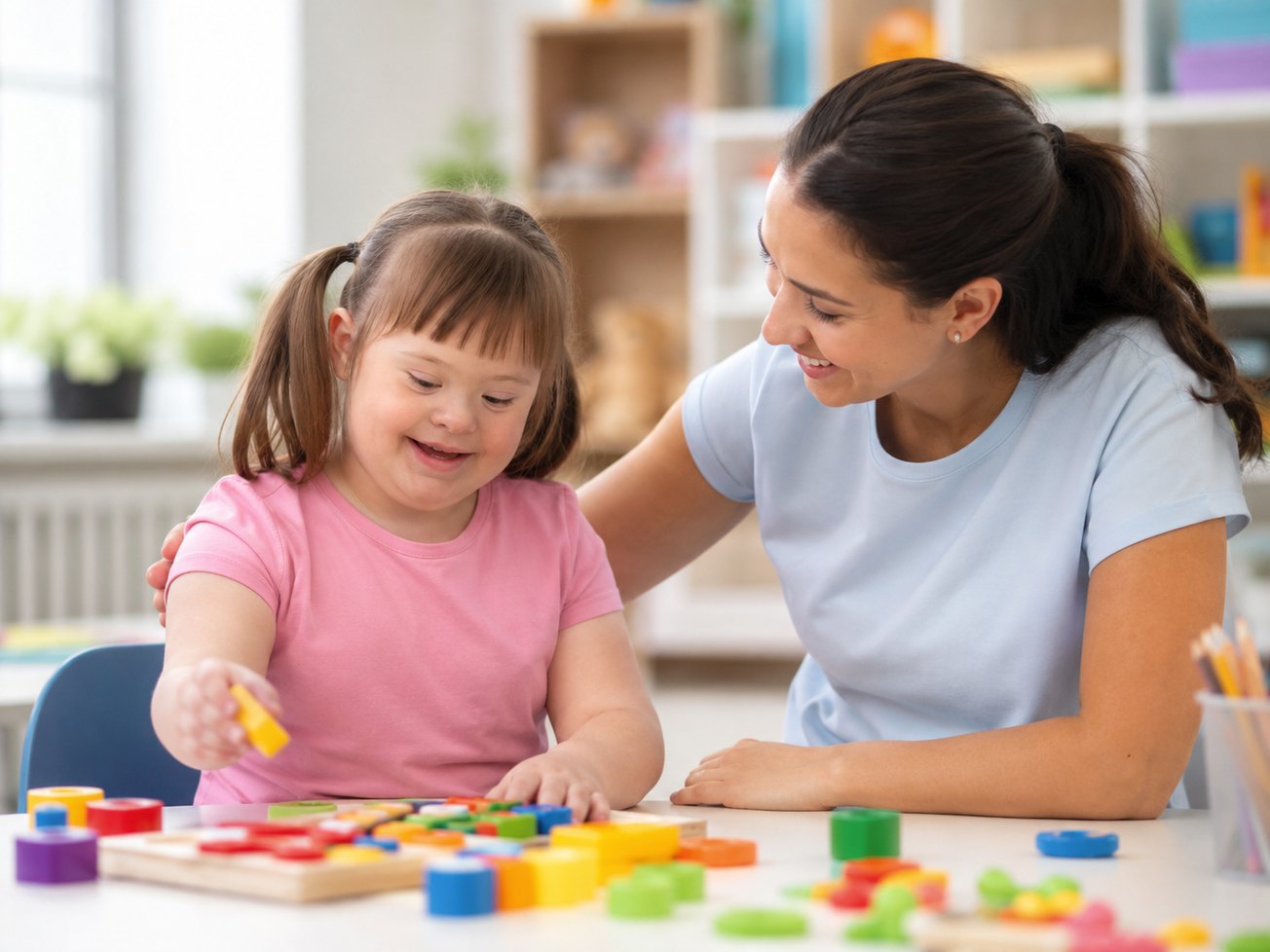 Child with Down syndrome supported through play-based learning