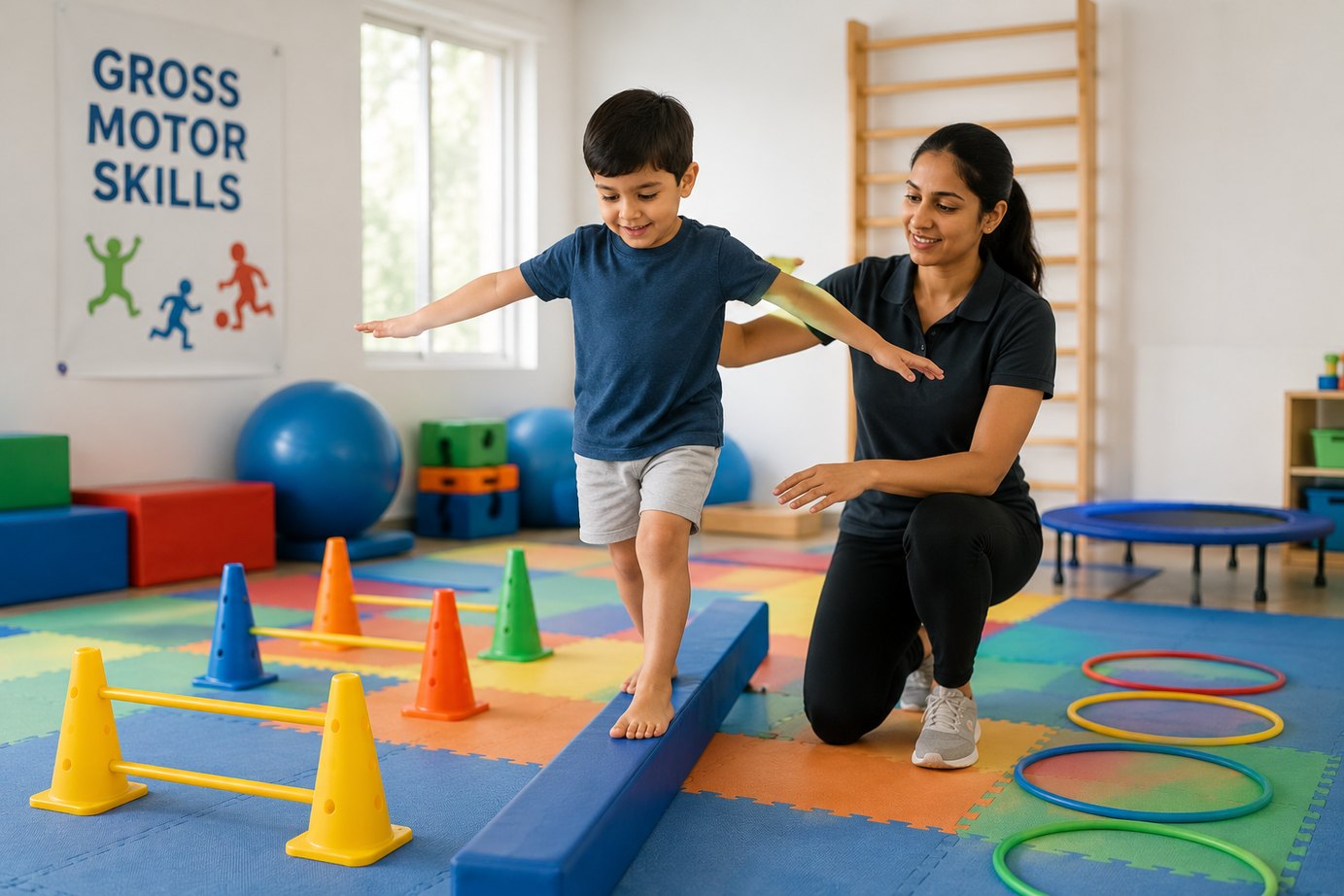 Gross motor skills support with balance and movement practice