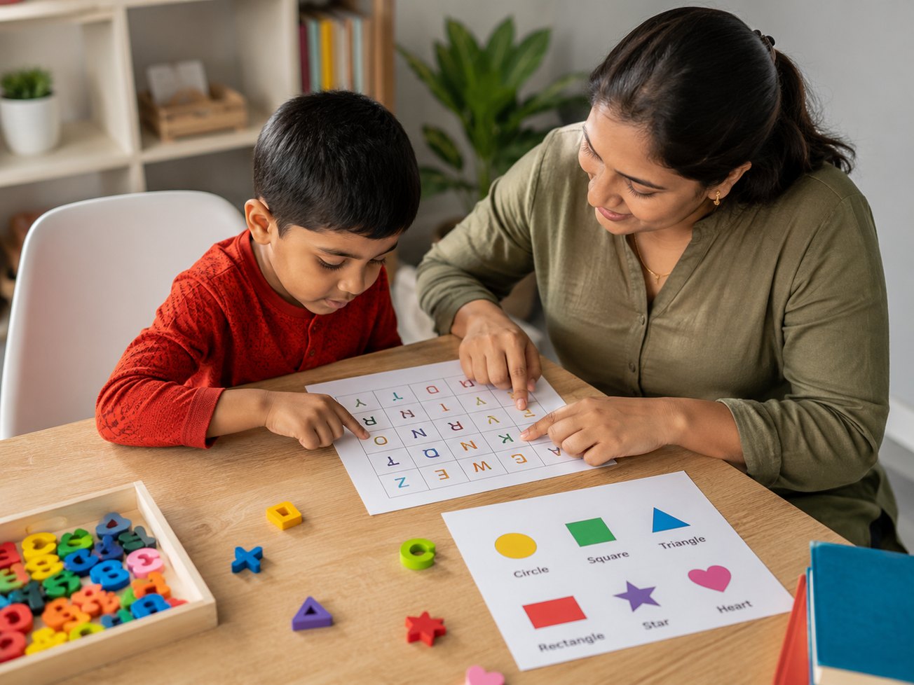 Child receiving step-by-step slow learner support at a table